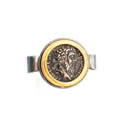 24k gold silver coin ring