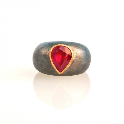 red ruby ring 24k gold by mehmet unver